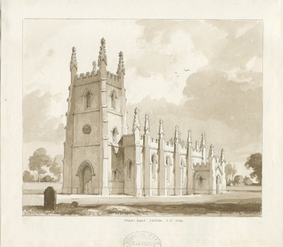 Igreja de Perry Barr: desenho em sépia de Thomas Peploe Wood
