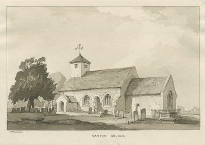 Igreja de Ranton: desenho em sépia de Thomas Peploe Wood