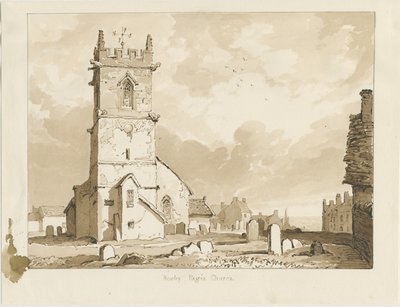Igreja de Rowley Regis: desenho em sépia, 1837 de Thomas Peploe Wood