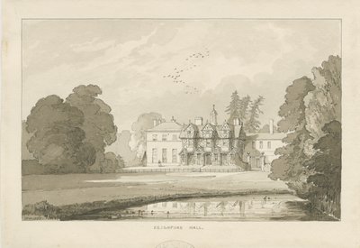 Seighford Hall: desenho em sépia de Thomas Peploe Wood