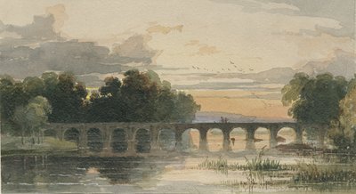 Ponte de Shugborough: pintura em aquarela, séc. XIX de Thomas Peploe Wood