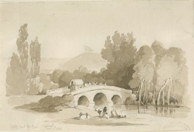 Stafford - Hollyford Bridge, Milford: desenho sépia, 7 de junho de 1838 (desenho) de Thomas Peploe Wood