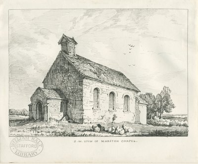 Stafford - Marston Chapel: desenho a bico de pena de Thomas Peploe Wood