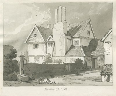 Standon Hall: desenho sépia de Thomas Peploe Wood