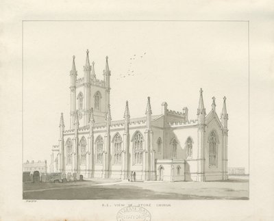 Igreja de Stoke-upon-Trent [Nova]: desenho em sépia de Thomas Peploe Wood