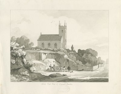 Stonnall Church: desenho a caneta e lavagem de Thomas Peploe Wood