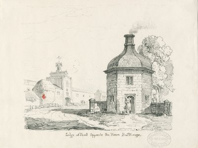 Tixall - Lodge: desenho a bico de pena de Thomas Peploe Wood
