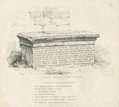 Tixall Church Yard - Table Tomb: desenho a pena e tinta de Thomas Peploe Wood