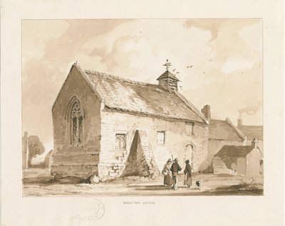 Capela Wheaton Aston: desenho em sépia, 1841 de Thomas Peploe Wood
