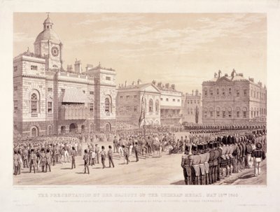 Entrega da Medalha da Crimeia pela Rainha Vitória ao Coronel Sir Thomas Trowbridge, 18 de maio de 1855 de Thomas Picken