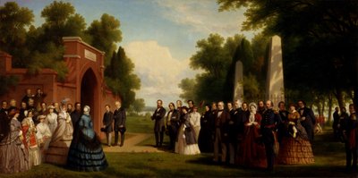 Visita do Príncipe de Gales, Presidente Buchanan e Dignitários ao Túmulo de Washington..., 1861 de Thomas Pritchard Rossiter