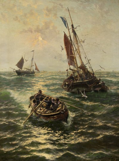 Colocando a captura em terra (óleo sobre tela) de Thomas Rose Miles