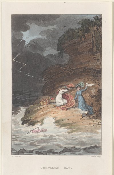 Cornelian Bay, de Poetical Sketches of Scarborough, 1813., 1813. Criadores: Thomas Rowlandson, Joseph Constantine Stadler, J. Bluck. de Thomas Rowlandson, Joseph Constantine Stadler, J. Bluck