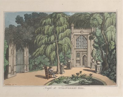 Templo em Strawberry Hill, de Sketches from Nature, 1822., 1822. Criadores: Thomas Rowlandson, Joseph Constantine Stadler. de ThomasThomas Rowlandson, Joseph Constantine Stadler Thomas Rowlandson, Joseph Constantine Stadler