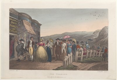The Terrace, de Poetical Sketches of Scarborough, 1813., 1813. Criadores: Thomas Rowlandson, Joseph Constantine Stadler, J. Bluck. de Thomas Rowlandson, Joseph Constantine Stadler, J. Bluck