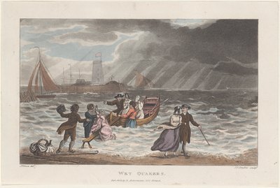 Wet Quakers, de Poetical Sketches of Scarborough, 1813., 1813. Criadores: Thomas Rowlandson, Joseph Constantine Stadler, J. Bluck. de Thomas Rowlandson, Joseph Constantine Stadler, J. Bluck