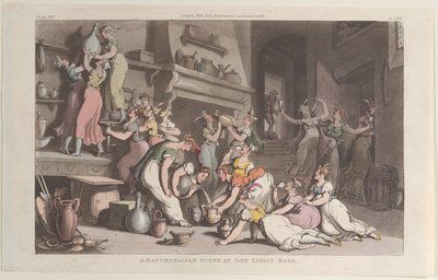 Uma cena bacanal no baile de Don Luigi, de Nápoles e da Campagna Felice: em..., 1 de junho de 1815. de Thomas Rowlandson