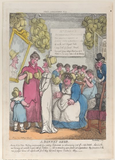 A Bonnet Shop, 15 de maio de 1810., 15 de maio de 1810. de Thomas Rowlandson