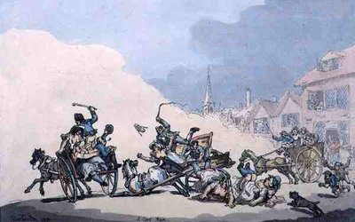 Uma Corrida de Carros, pub. por William Holland de Thomas Rowlandson