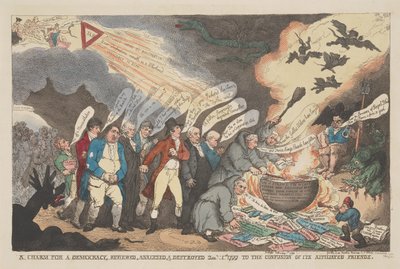 «Um Feitiço para a Democracia», revisto, analisado e destruído a 11 de janeiro de 1799, para grande confusão dos seus amigos afiliados de Thomas Rowlandson