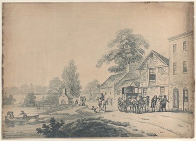 Uma carruagem à porta de uma estalagem de Thomas Rowlandson