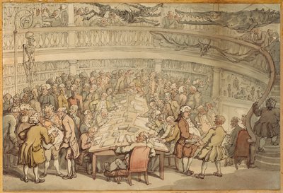 Uma conversa no "Surgeons Hall", Old Bailey, Londres de Thomas Rowlandson
