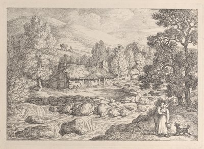 Uma cascata da Cornualha, da obra «Views in Cornwall» de Thomas Rowlandson