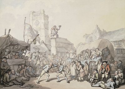 Uma partida de luta livre da Cornualha, de Thomas Rowlandson