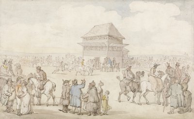 A Crowded Race Meeting, c.1805-10 (caneta e tinta e w - c no papel) de Thomas Rowlandson