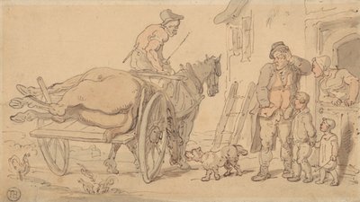 Um cavalo morto na carroça de um Knacker de Thomas Rowlandson