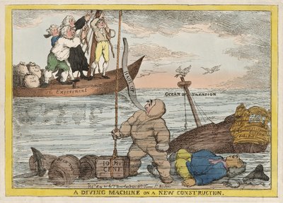 Uma máquina de mergulho em uma nova Constituição, pub. 1806 de Thomas Rowlandson