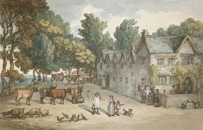 Uma fazenda em Hengar, Cornwall, 1803 (wc, caneta e tinta no papel) de Thomas Rowlandson