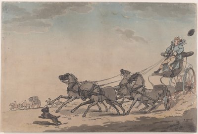 A Four-in-Hand, ou The Runaway Carriage, 1791-93., 1791-93. de Thomas Rowlandson