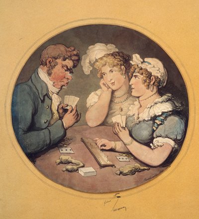 Um jogo de Cribbage, 1818 de Thomas Rowlandson
