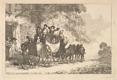 Uma diligência carregada em frente a uma estalagem de Thomas Rowlandson