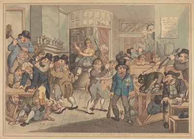 Um cão raivoso num café de Thomas Rowlandson