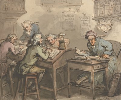 O escritório de um comerciante de Thomas Rowlandson