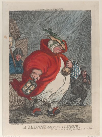 Uma parteira em trabalho de parto, 12 de fevereiro de 1811., 12 de fevereiro de 1811. de Thomas Rowlandson