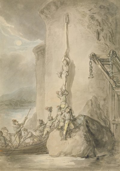 A Military Escapade, c.1794 (caneta e tinta com aquarela e lavagem sobre grafite no papel) de Thomas Rowlandson