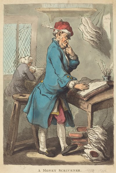 Um escrivão de dinheiro de Thomas Rowlandson
