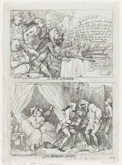 Um novo orador e a noite de núpcias, 7 de fevereiro de 1789., 7 de fevereiro de 1789. de Thomas Rowlandson
