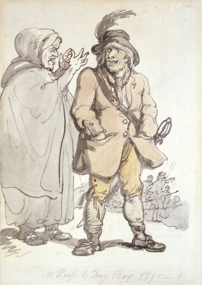 Um Peep O Day Boy, 1799 (tinta e wc no papel) de Thomas Rowlandson