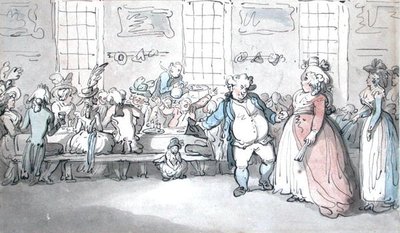 Um café da manhã público (caneta e tinta e aquarela sobre papel) de Thomas Rowlandson