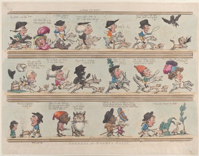 A Caça ao Gato Pigmeu, Fronteiras para Salas e Corredores, Placa 9, 20 de junho de 1799., 20 de junho de 1799. de Thomas Rowlandson