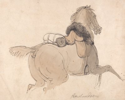 Um cavalo de cavalaria selado de Thomas Rowlandson
