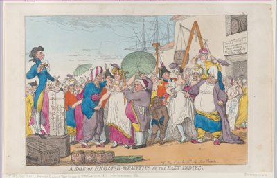A Sale of English-Beauties in the East Indies, [10 de maio de 1811], reimpressão., [10 de maio de 1811], reimpressão. de Thomas Rowlandson