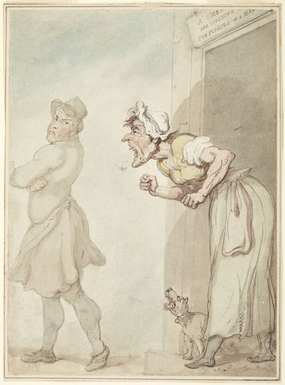 Uma chaminé a deitar fumo e uma esposa que repreende: os flagelos do homem de Thomas Rowlandson