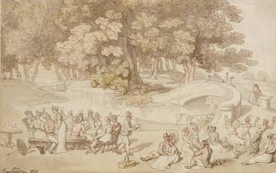Um feriado social, 1820 (caneta e tinta com a lavagem no papel) de Thomas Rowlandson