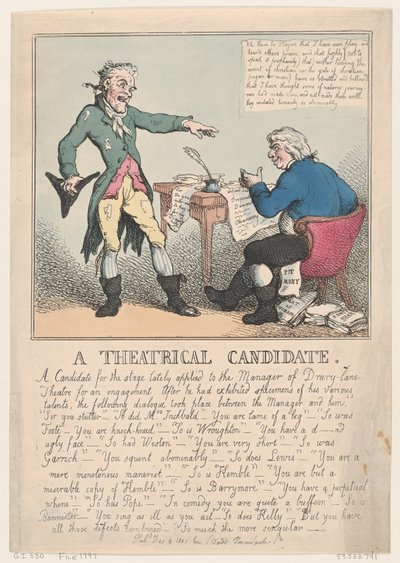 Um Candidato Teatral, 1797., 1797. de Thomas Rowlandson
