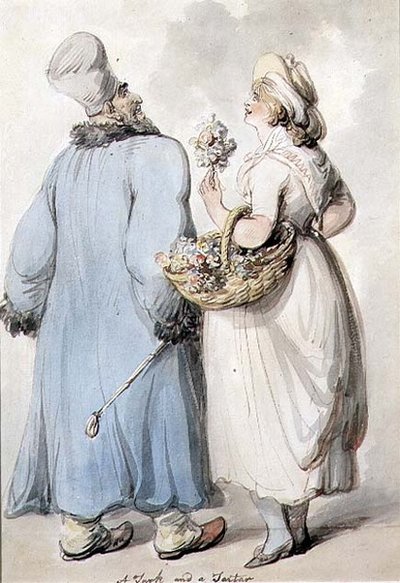 Um Turco e um Tártaro (tinta e aguarela) de Thomas Rowlandson